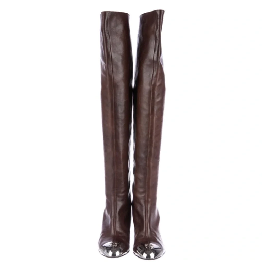 Chanel Leather Over the Knee Boots in size 6